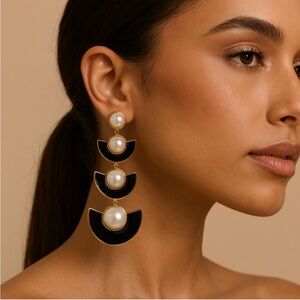 EUC: Kate Spade Black and Gold Earrings, like NEW!! Formal events? Yes, please!